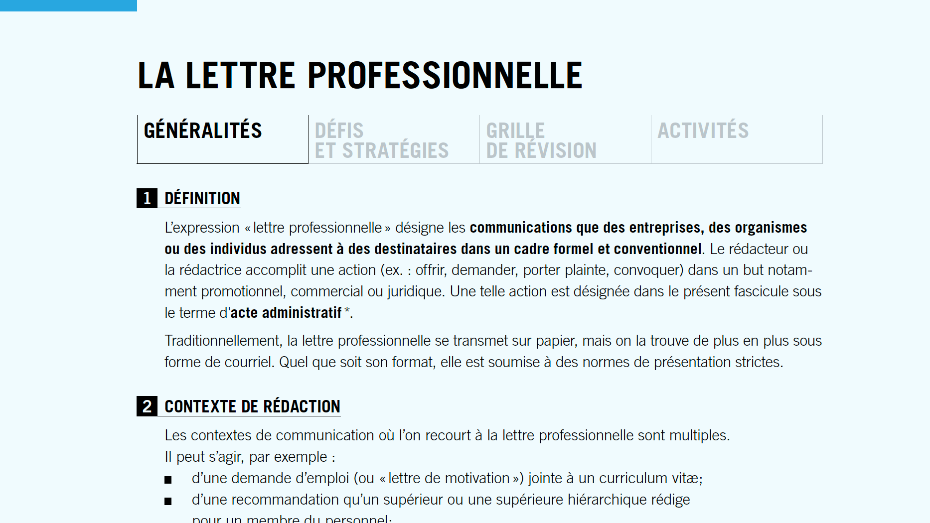 La lettre professionnelle