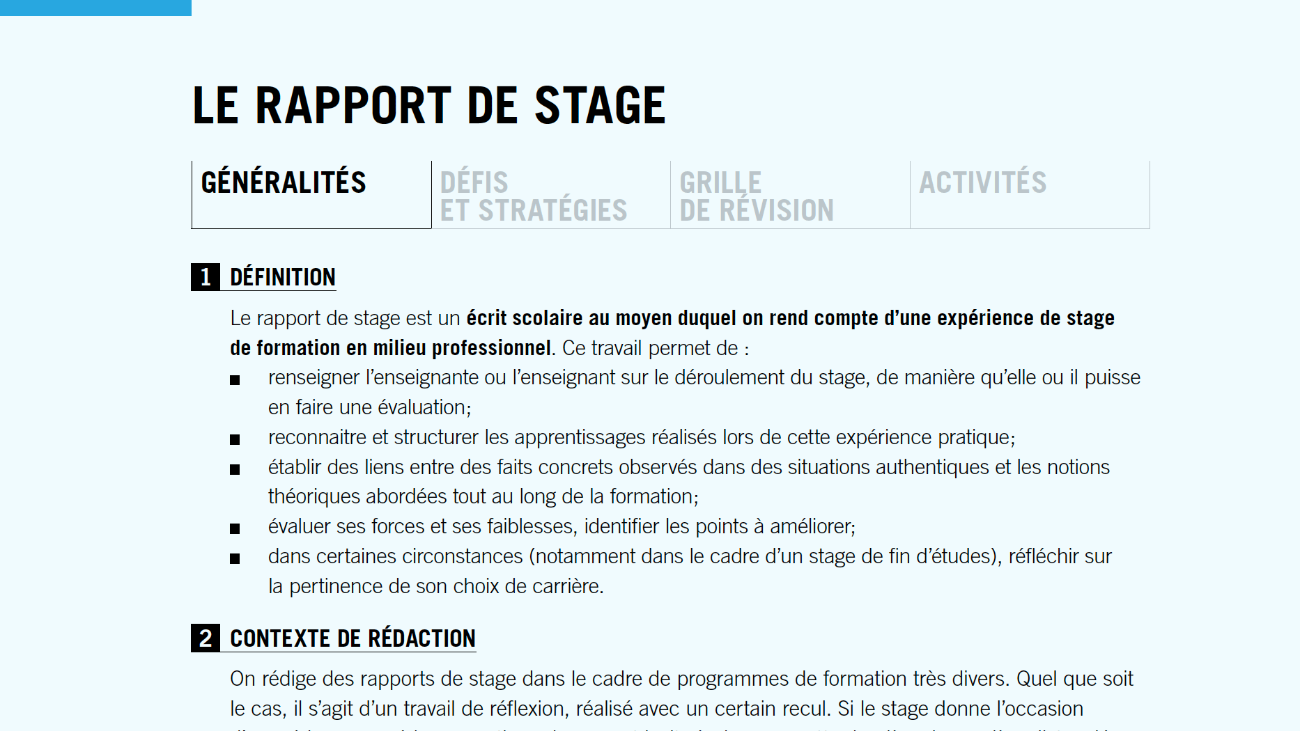 Le rapport de stage